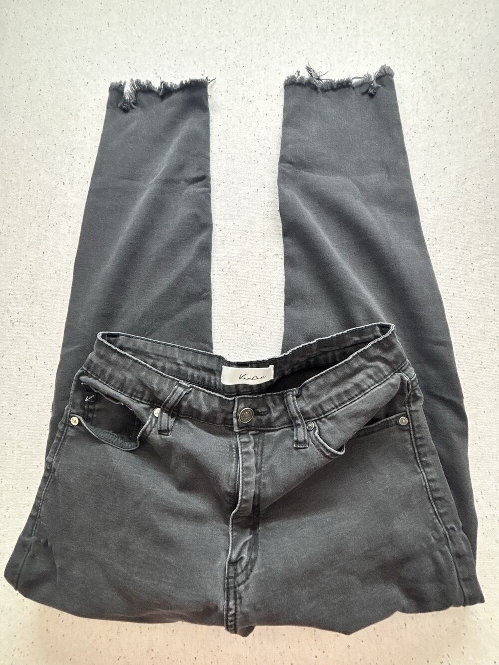 Kancan Dayana High Rise Ankle Skinny Jeans Black Frayed Raw Hem KC7267BK Size 11